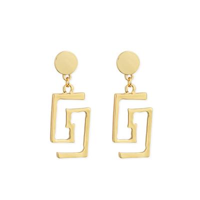 China Wholesale Trendy Minimalist Silver Alloy 925 Sterling Bright Gold Earrings Women for sale