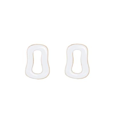 China TRENDY China Modern Thick Hoop Bright Gold Alloy Oildrop Womens Earrings Jewelry for sale