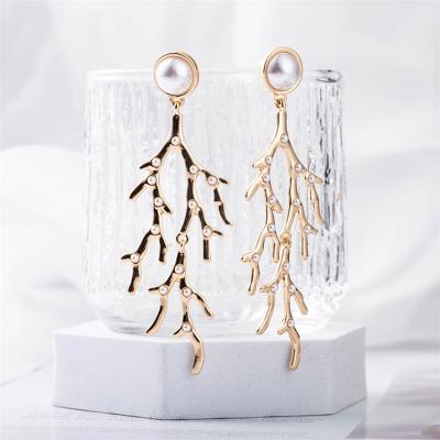 China FASHIONABLE Wholesale High Grade S925 Silver Needle Gold Branch Shape Luminous Earring Charms for sale