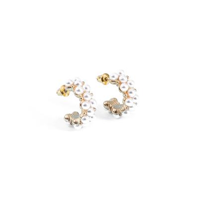 China Women 2022TRENDY Style Round Bright Silver Gold S925 Needle Bead Girls Stud Earrings for sale