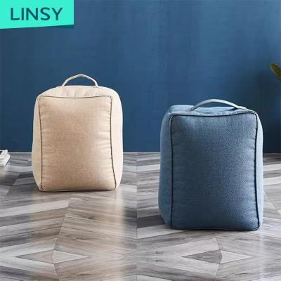 China Linsy Hot Sale Mini Livingroom Blue Fabric Sofa Chair Stool Spin Bean Bag Ottoman Stool Wl 005 for sale