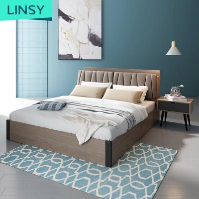 China Separate Storage Linsy Tatami Antique Storage Beds Set Wooden Double Bed Base Models Frame For Bedroom Furniture With Headboard LS059A2 for sale