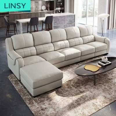 China Top Layer Modular Simple Modern L Shaped Corner Furniture Living Room Sofa Leather Combination for sale