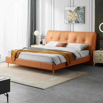 China Luxury Modern Bedroom Furniture Linsy Malaysia Storage Bed Design King Queen Size Double Leather Back Frame R292 for sale