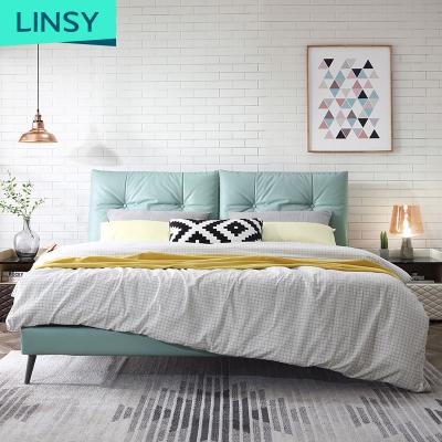 China Linsy's double bed (the other) of adjustable modern minimalist luxury leather bed bed wedding house bedroom for sale