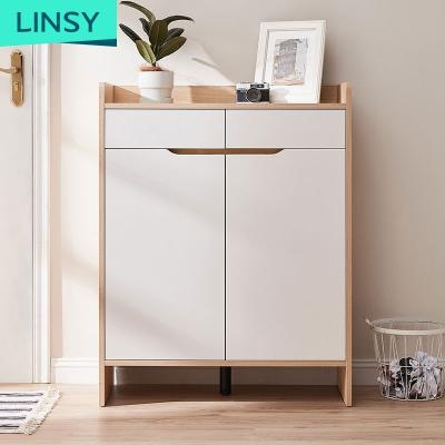 China Linsy Adjustable High Quality Modern Wooden Shoe Storage Cabinet Rotating Shoe Rack Box (Other) Designs Wood Furniture JF2N for sale