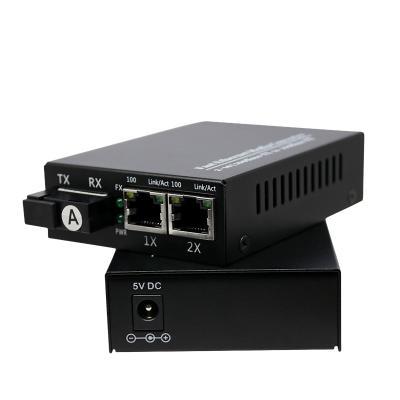 China FTTH FTTxFTTB Network China Factory 1fiber 2rj45 Media Converter 1fo 2lan OEM Single Fiber Ports 2lan for sale