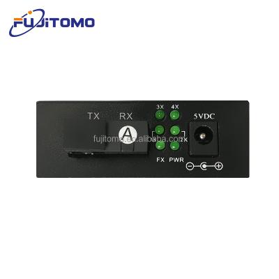 China FTTH FTTxFTTB Network Fiber Ethernet Media Converter Giga Media Converter 1fiber 4rj45 OEM Media Converter 10/100/1000 for sale