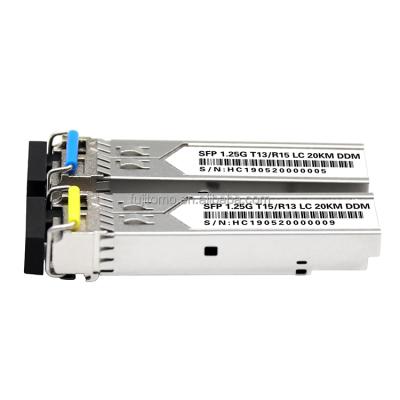 China Telecom/Network China Manufacturer SFP 1.25G 20KM WDM Single Mode 1310nm 1550nm Compatible Huawei Optical Fiber Bidi SFP for sale