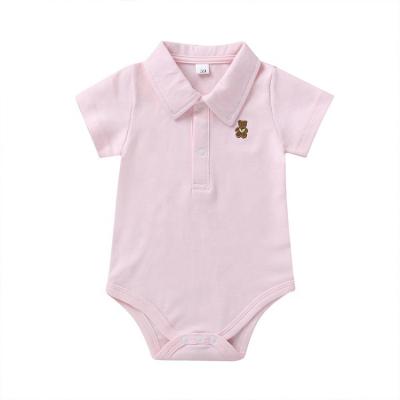 China Kids Clothing Casual Short Sleeve Knitted Plain White Cotton Baby Romper With Solid Color for sale