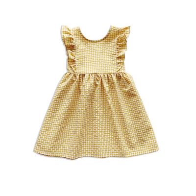 China Anti-wrinkle girls clothes dresses sleeveless princess Dress Baby Plaid skirts hot sale for sale