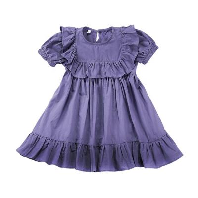 China Breathable Birthday Dresses For Girls Cotton Dress Designs Purple Princess Kids Dress for sale