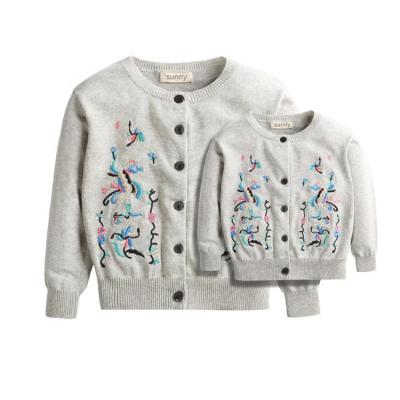 China Mother And Baby Clothes Family Clothing Set Breathable Embroidery Sweater Cardigan for sale