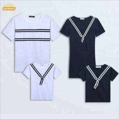 China Casual Matching Striped Mother And Daughter Dresses Sailor Shirt For Family Members Family Clothing Sets for sale