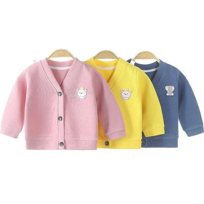 China Anti-wrinkle Baby Sweater Baby V-Neck Cardigan Multicolor Cotton for sale