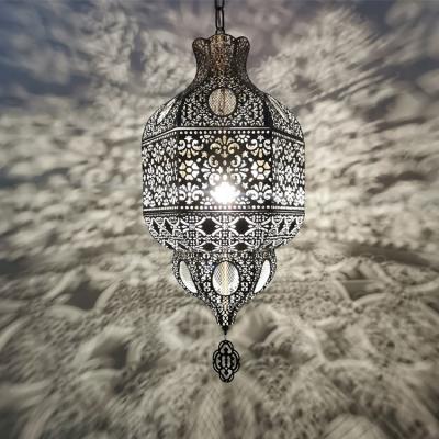 China Contemporary Hollow Carved Pendant Light Moroccan Hollow Carved Flame Lamp Chandelier for sale