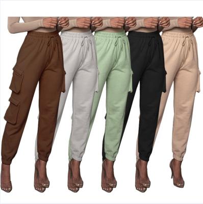 China Hot Selling Anti-Wrinkle Joggers Pants Women Solid Color Sweatpants 2021 Streetwear Casual Long Cargo Pants With Bundles for sale