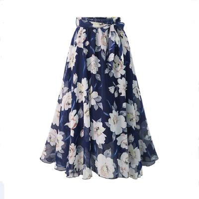 China Factory direct sales anti-static chiffon large flower long flower dress floral skirt a line long for sale