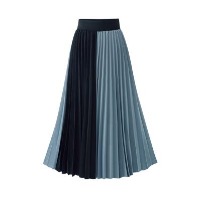 China Anti-Static Women's High Contrast Pleated Chiffon Skirt Panel Chiffon Maxi Skirt for sale