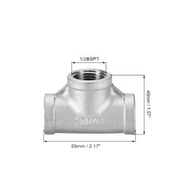 China Pipe Lines Connect SS 316 Three Ways Connector Stainless Steel Plug Tee Pipe Fittings for sale