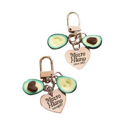 China Wholesale Cute Avocado Heart Metal Charms Gift Small Key Chain Kawaii Keychains for sale