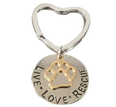 China Live Love Rescue Claw Ring Gold Heart-Shaped Key in Hot Sale Fashionable High Quality Metal and Silver Lover Key Chain for sale