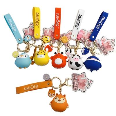 China Key Chain Ring Keychains For Bag Wholesale New Cartoon Key Chain PVC Promotion Gift To Fox Giraffe Cow Whale Cute Animal Shark Doll for sale