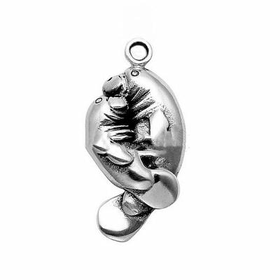 China Fashion environment friendly wholesale charms diy manatee mother and son antique silver calf pendant charms for sale