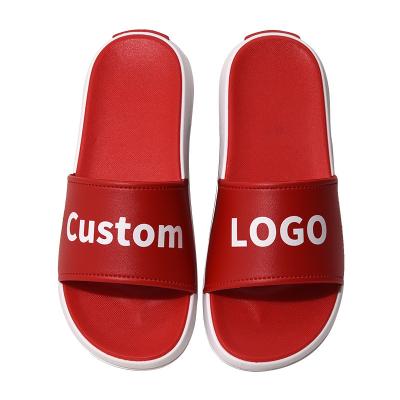 China Fashion trend black slides custom printed logo pattern picture for business gift fashion men and women cool slides slippers for sale