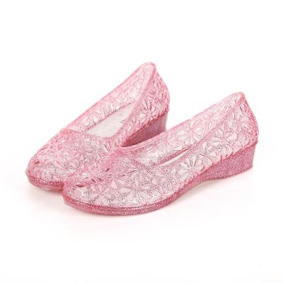 China Wholesale New Women's Shoes Waterproof Summer Hollow Out Glass Shoes Plastic Bird's Nest Rain Flat Beach Single Shoes Sandals for sale