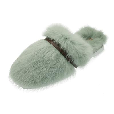 China Fashion Trend Furry Slippers For Women Plush Fuzzy Faux Fur Slides Footwear Faux Fur Slippers for sale