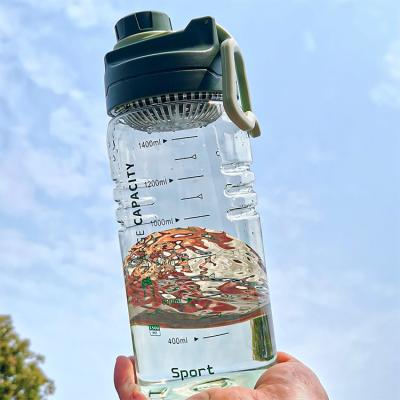 China Sustainable High Temperature Plastic 1500ml Cup With Scale Large Capacity Customizable Sports Travel Water Bottle With Filter for sale