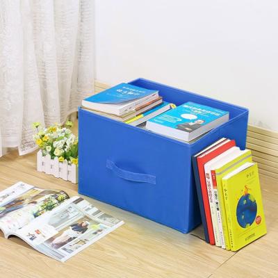 China Folding Customizable Blue Fabric Storage Bin Thickened Foldable Cardboard Clothes Storage Box for sale