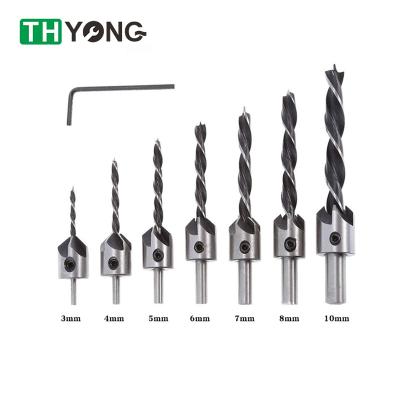 China Metal Drilling 8pcs Steel Three Point Woodworking Countersunk Drill/Drill Guide Drill /High Speed ​​Steel Drill 3 Bore--10mm for sale