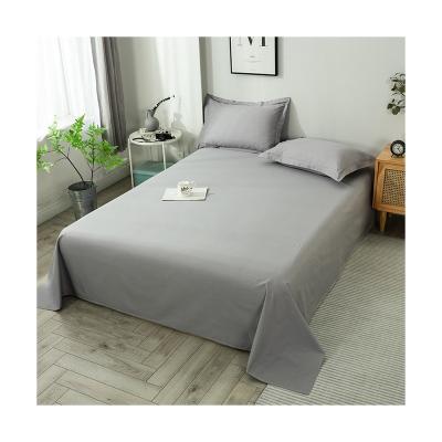 China Anti-Pull Hot Selling Color Bed Sheet 100% Cotton Light Gray Flat Sheet With Pillowcase for sale