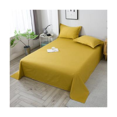 China Anti-Pull Color Bed Linen Luxury Yellow 100% Cotton Flat Sheet With Pillowcase Factory for sale