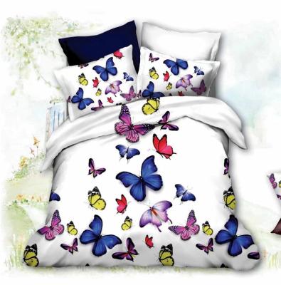 China New Fashion Anti-Pull Butterfly Printing 120gsm Polyester 4pcs Bedding Set Comforter Cover Flat Sheets Pillowcase for sale