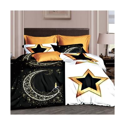 China Anti-Pull Top Grade 90gsm Polyester Luxury Bedding Set Sound Duvet Cover Set King Flat Sheet Queen Gold Fitted Sheet Pillowcase for sale