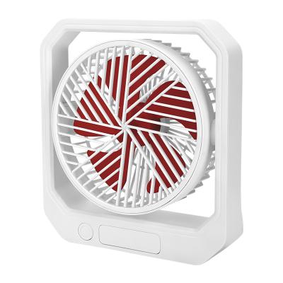 China 2022 Hotel Square Table Top Charging Fan With LED USB Light for sale