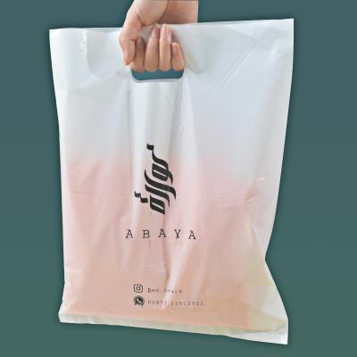 China Barrier print die cut plastic shopping bags 30cm x 40cm with handle pe gift bag plastic retail branded plastic carrier bags with logos for sale