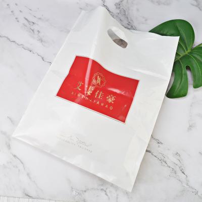 China White Solid Die Cut Barrier Extra Large Merchandise Bags With Plastic Handle Retail Shopping Bags Custom Strong Poly Bags With Logo for sale