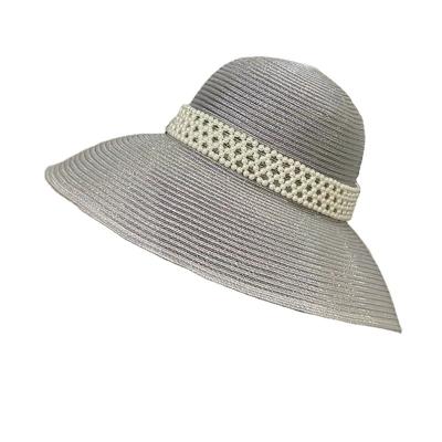 China European American Vintage Hepburn Ladies Fedora Hat Summer Pearl Style Sunshade Hot Selling for sale