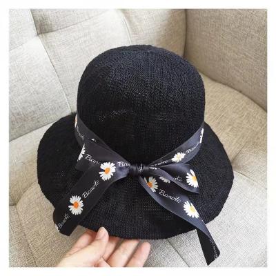 China 2022 Cute New Design Daisy Letter Ribbon Spring /Summer Women Sunshade Cotton Rope Hats for sale