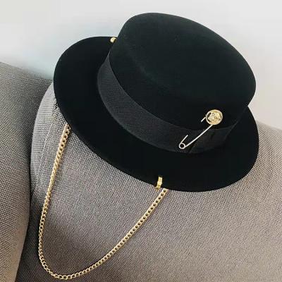 China European and American Style High Quality Vintage Jazz Wool Party Fashion Women's Elegant Flat Top Hat for sale