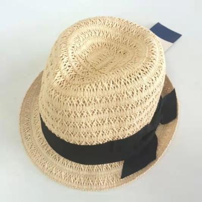 China Wholesale Girls Boys Character Jazz Paper Ribbon Summer Cowgirl Straw Hats With Flower for sale