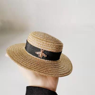 China 2022 New Style Character Handmade Natural Children Play Toy Flat Top Pet Dog Bee Straw Hats for sale