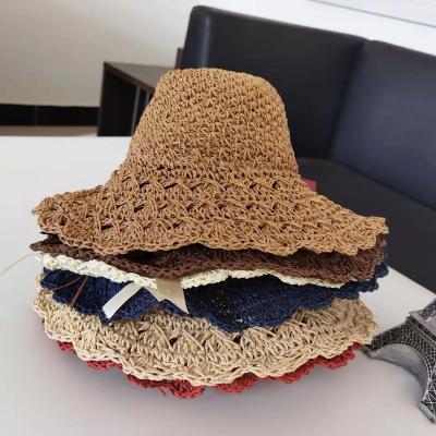 China Foldable Sunshade Straw Summer Beach Hat Women Hollow- Cheap Fashion Hot Selling Character for sale