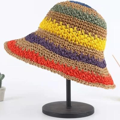 China Wholesale Women Character Fashion Rainbow Summer Beach Straw Hat Custom Low MOQ for sale