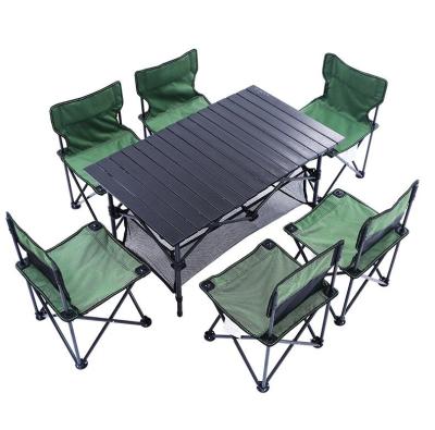 China Aluminum Outdoor Easy-Carry Folding Chair And Foldable Camping Picnic Table Garden Table Set for sale