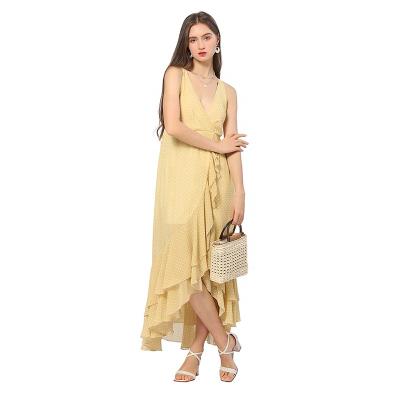 China CGYY Boho Dress Summer Boho Maxi Dresses Ladies Floral V-Neck High-Low Women's Casual Anti-Static Knittd Long for sale